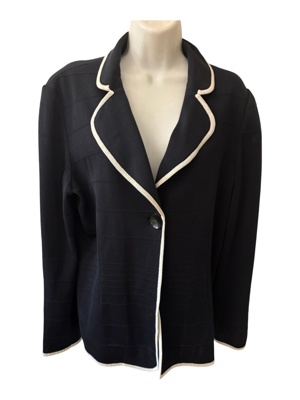 Ming Wang Navy Blazer with White Piping